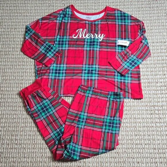 Red Pepper Plaid Pajamas Sleepwear PJ Set 2X 18W - 20W Shirt Pants Merry Top - Picture 1 of 1